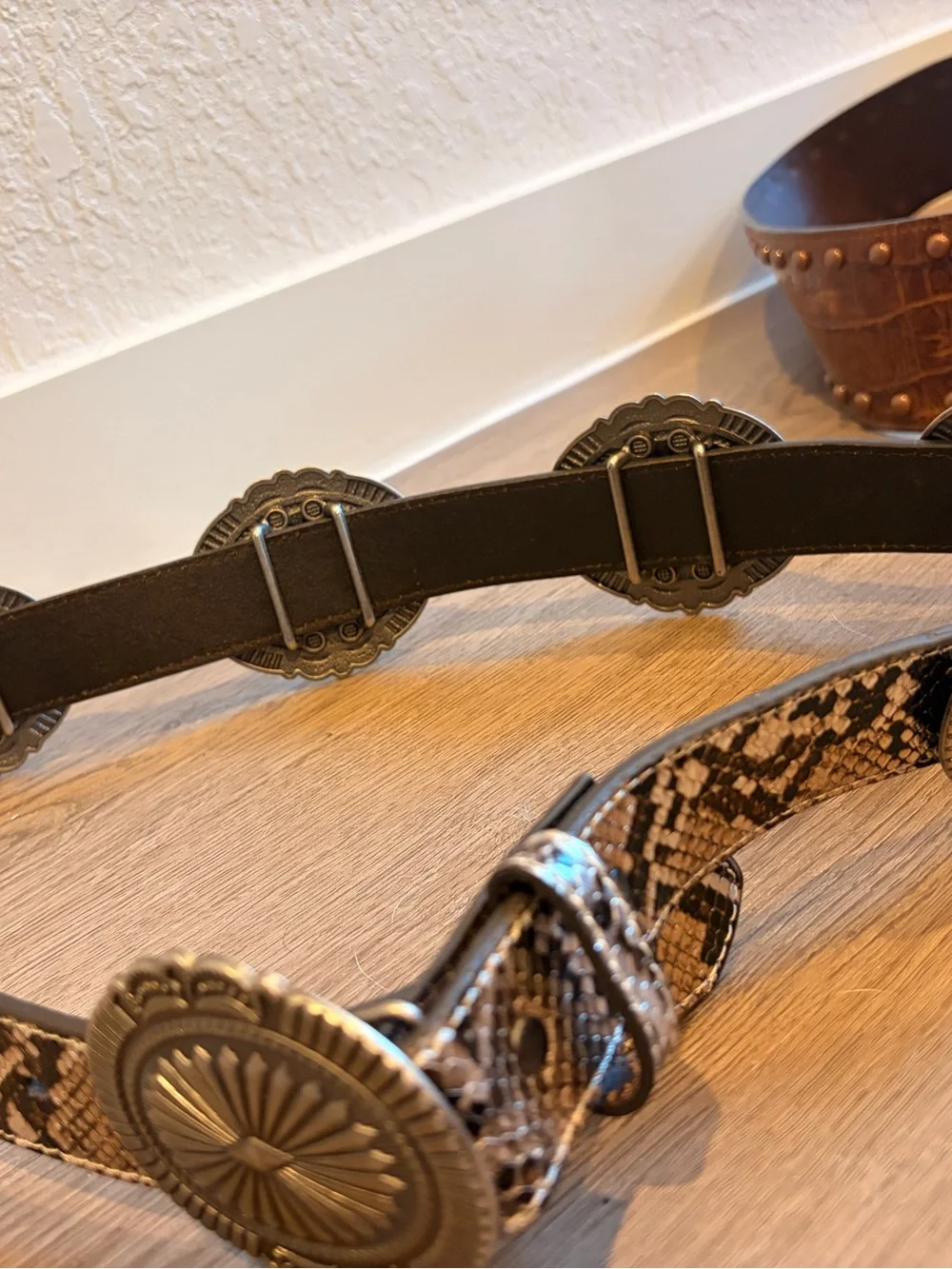 Ariat Black Leather Belt with Decorative Silver Western Buckle